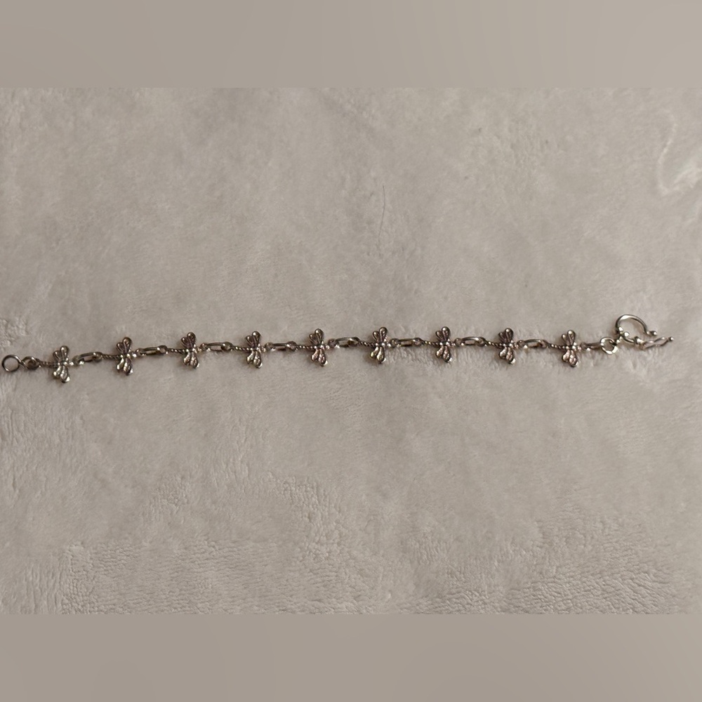 Elegant Silver Dragonfly  Bracelet